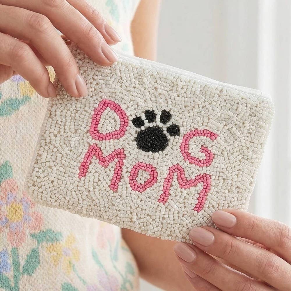 Handmade Seed Beaded Dog Mom Coin Purse
