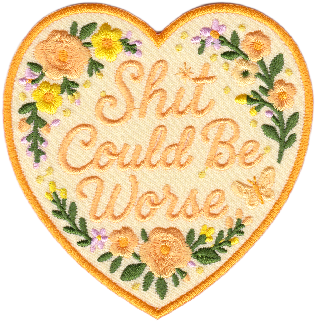 Patch - "Shit Could Be Worse" Floral Heart Funny Sarcastic: Black & Red