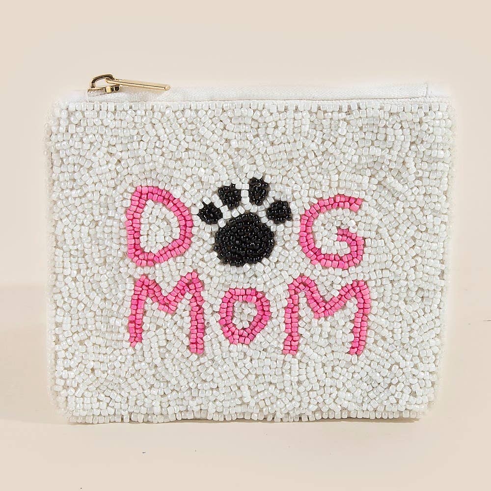 Handmade Seed Beaded Dog Mom Coin Purse