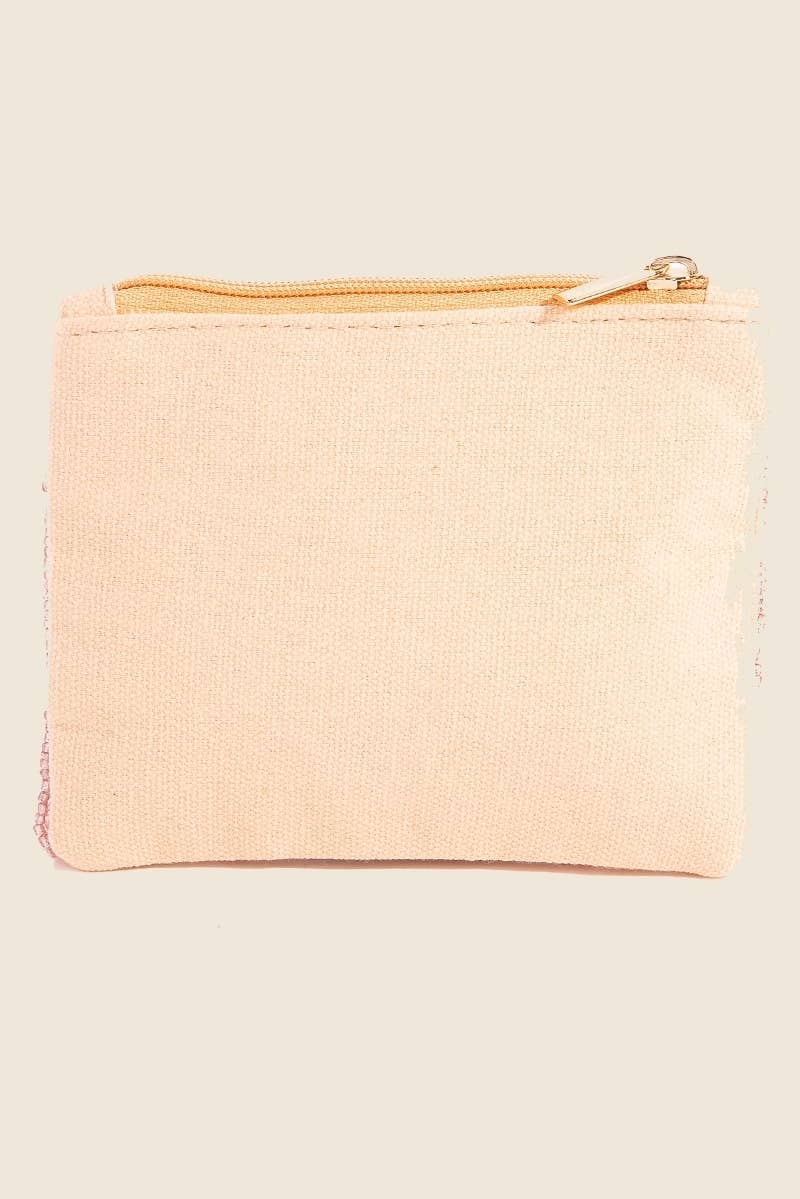 Handmade Seed Beaded MOM Coin Purse in Pink