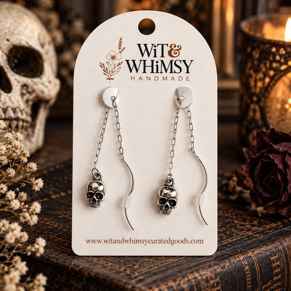 Gothic Scull Thread Earrings