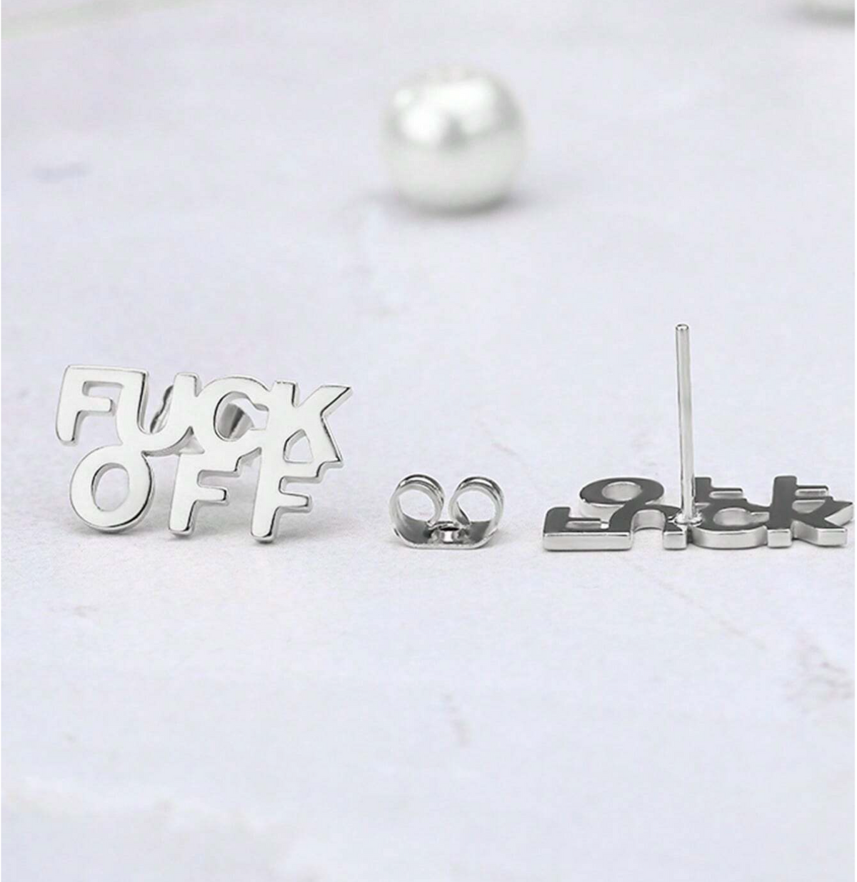 "Fuck Off" Stud Earrings