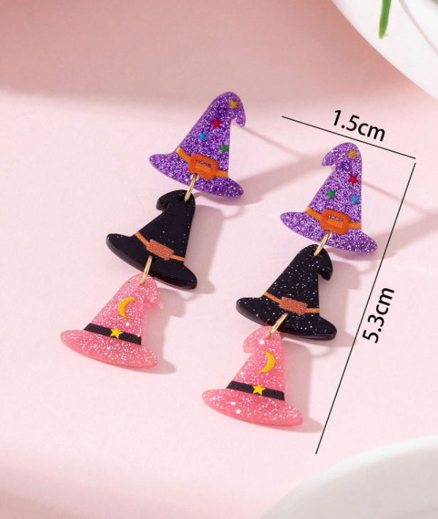 Handmade Halloween Witch Hat Earrings