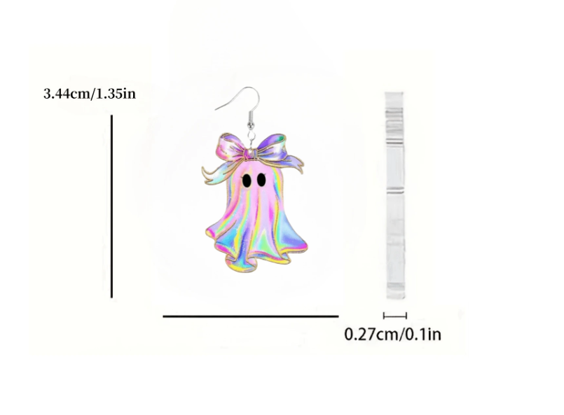 Handmade Halloween Ghost Earrings | Pastel Rainbow Ghost Earrings