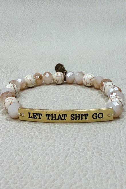 Do Epic Shit Bracelet, Funny Motivational Gift for Her, Blush Beaded Bracelet, Sassy Jewelry, Gold Tone Bracelet, Badass Gift