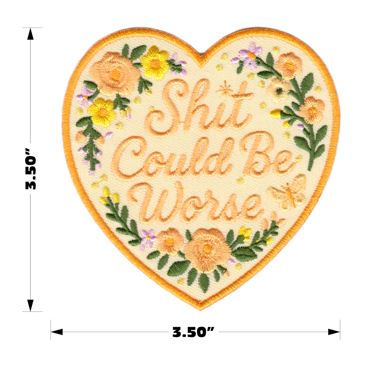 Patch - "Shit Could Be Worse" Floral Heart Funny Sarcastic: Black & Red