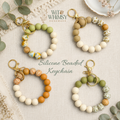 Silicone Beaded Wristlet Keychain | Silicone Bangle Key Chain Bracelet