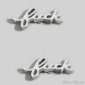 Gold Dipped Handwritten Fuck Print Earrings: Silver