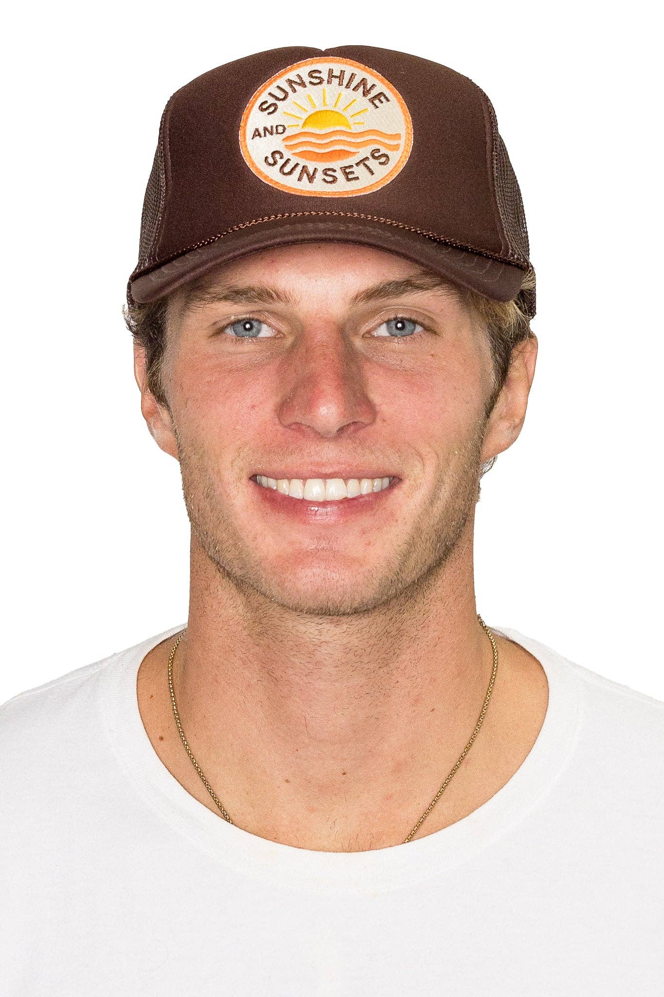 Sunshine & Sunsets Trucker Hat in Brown: Brown