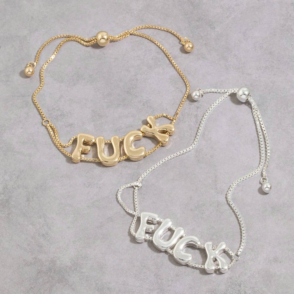 Bubble Letter Adjustable Bracelet: GD