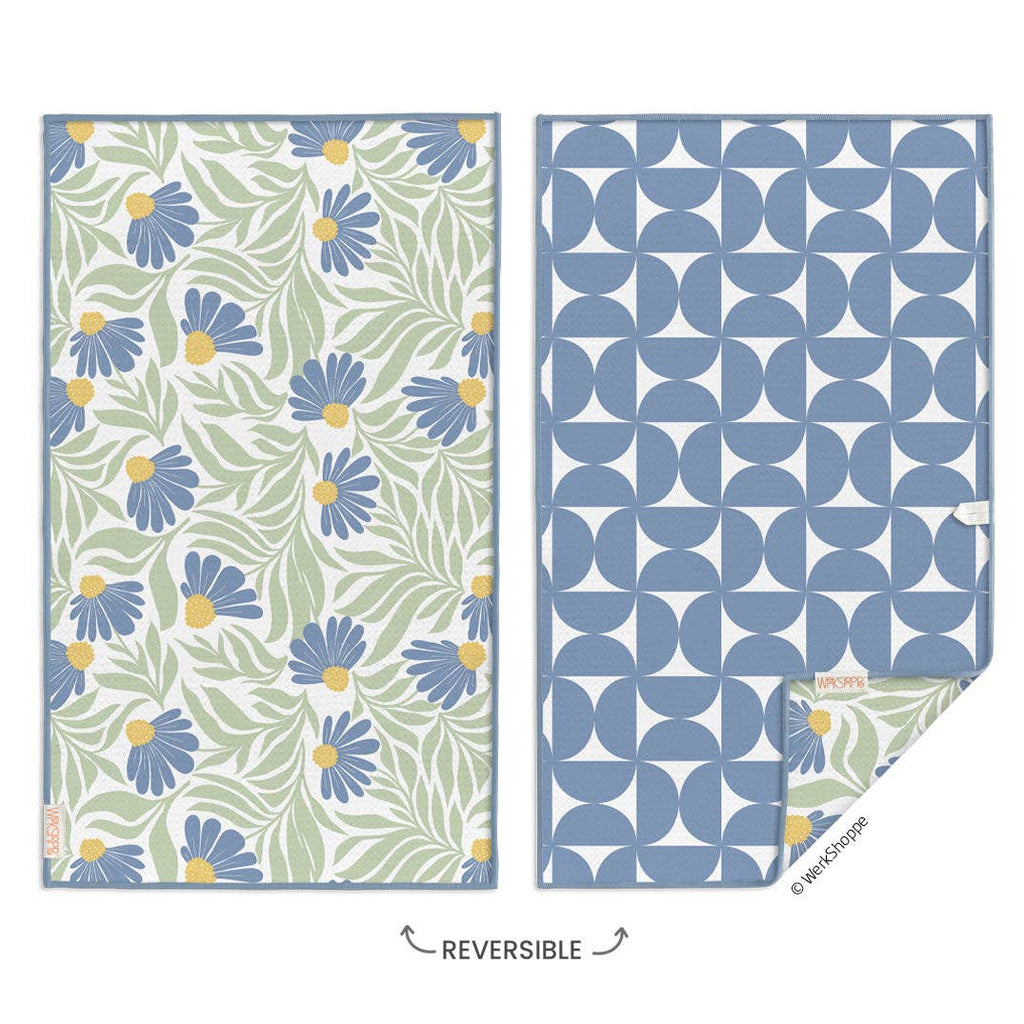 Blue Coneflower Microfiber Kitchen Towel, Spring Decor Gift
