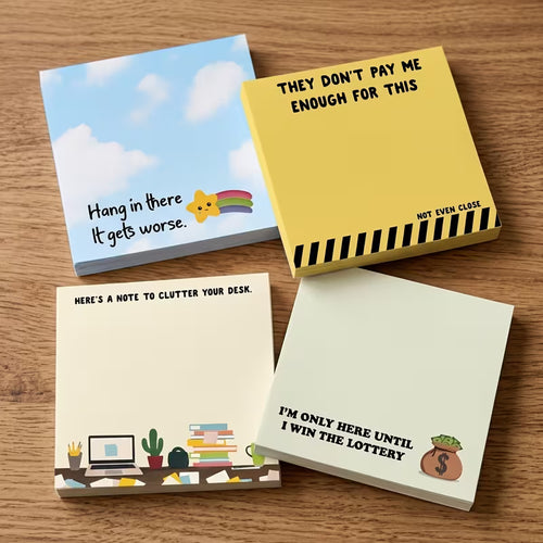"Hang In There - It Gets Worse" | Funny Sticky Notes | Cute 3x3 Notepad | Sarcastic Office Supplies | Coworker Gift | Work Humor Sticky Notes | Desk Accessories