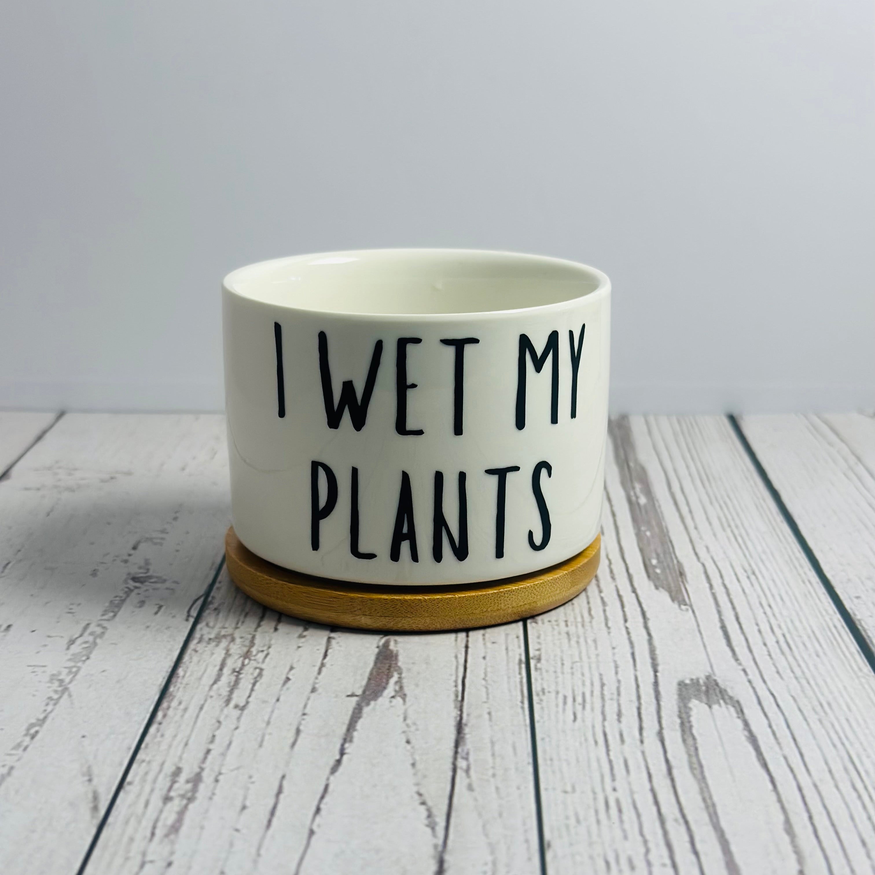 I Wet My Plants - Witty Succulent Pots - Ceramic and Bamboo pots