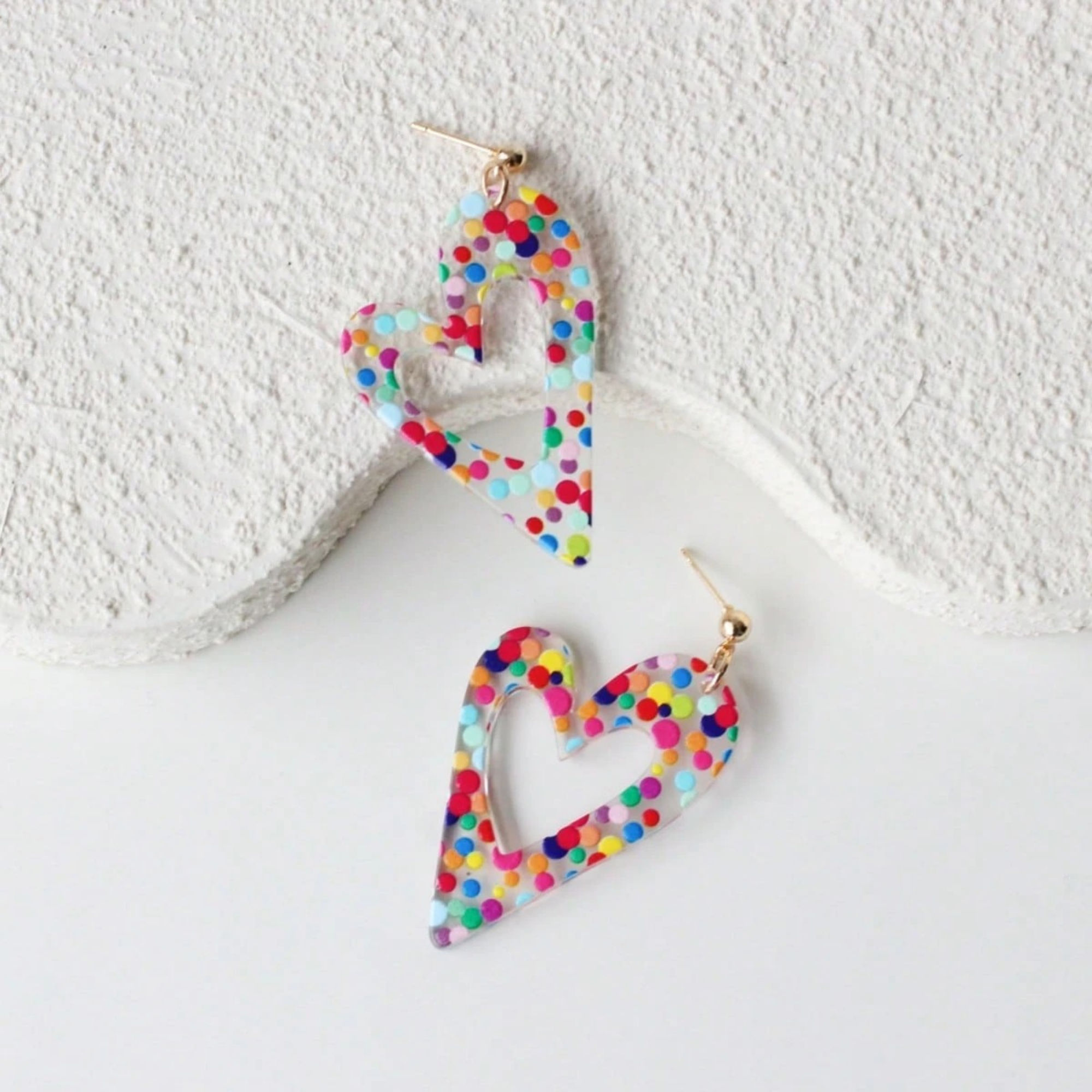 Transparent Heart Polka Dot Earrings