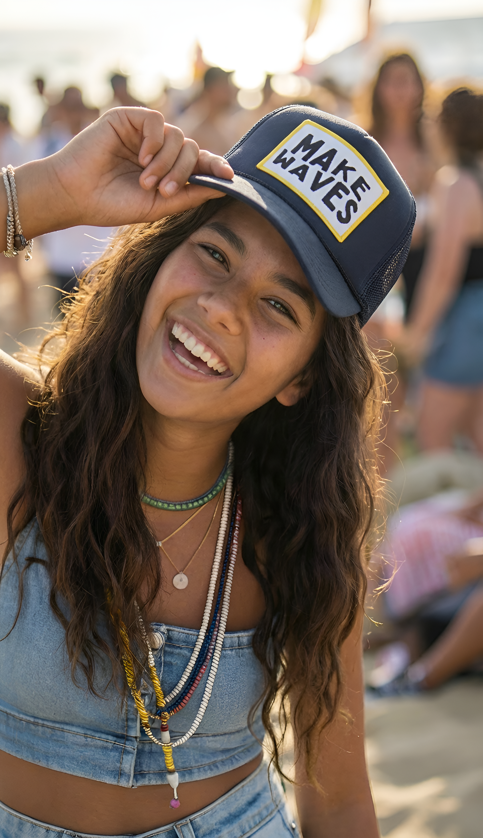 Make Waves Trucker Hat in Navy: Navy