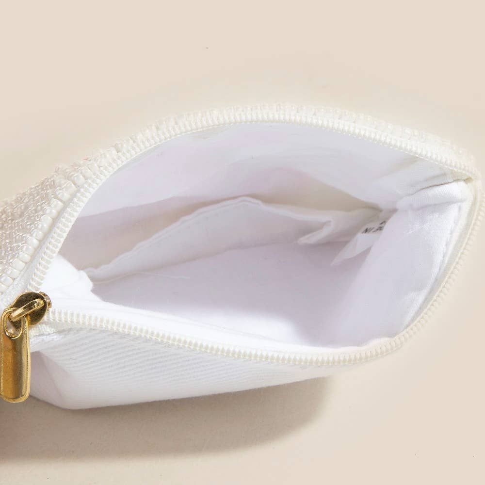 Handmade Cherry And Ribbon Bow Seed Beaded Coin Purse