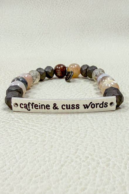 Sassy Coffee Bracelet, Caffeine Lover Gift, Funny Beaded Bracelet, Coffee Addict Jewelry, Gold Tone Bracelet, Gift for Her