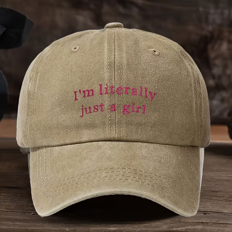 I'm Literally Just a Girl | Women's Washed Baseball Cap | Fashionable Outdoor Retro Hat | Street Urban Style Unisex Baseball Cap | Curved Brim |