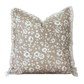 Floral Fringe Pillow Cover | Fleur + Fray Collection: Brown with White Floral PILLOW COVER ONLY