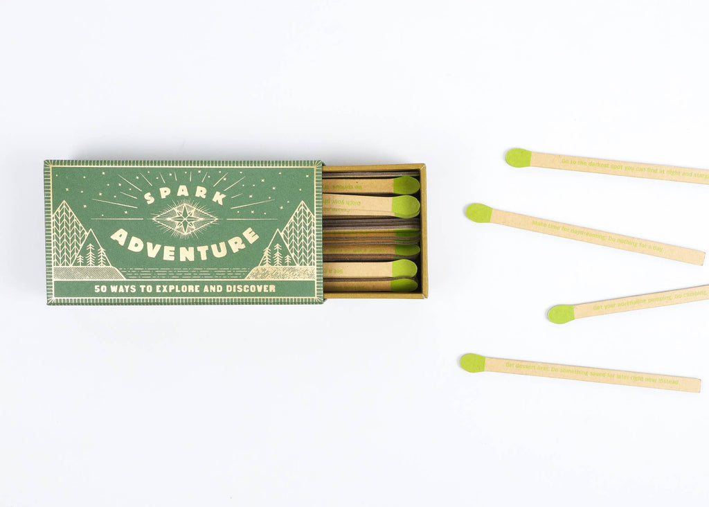 Spark Adventure Prompt Matchbox | 50 Adventure Challenge Cards | Unique Travel Gift | Bucket List Ideas | Gift for Explorer