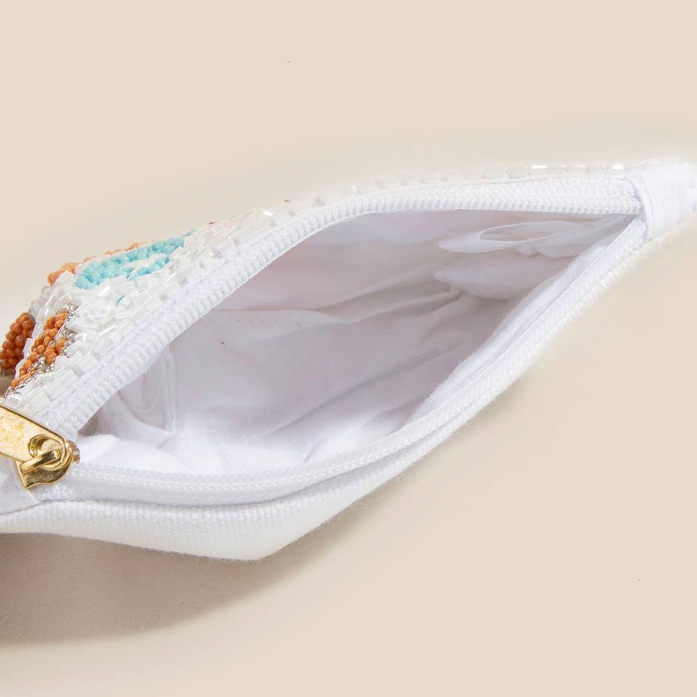 Dog Moms And Paw Prints Seed Beaded Coin Purse: MULTI