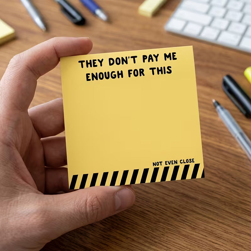 “They Don’t Pay Me Enough For This” | Funny Sticky Notes | Cute 3x3 Notepad | Sarcastic Office Supplies | Coworker Gift | Work Humor Sticky Notes | Desk Accessories