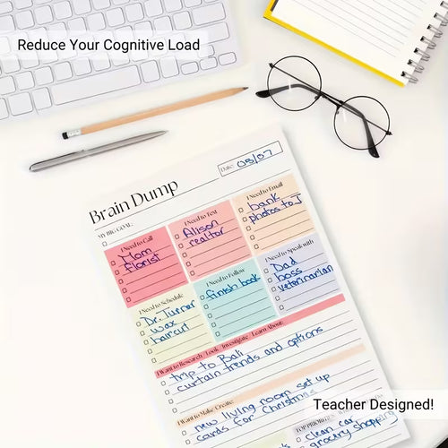 Brain Dump Notepad 50 Pages | Productivity Planner | ADHD Organization Pad | Daily Task List | Goal & Priority Tracker