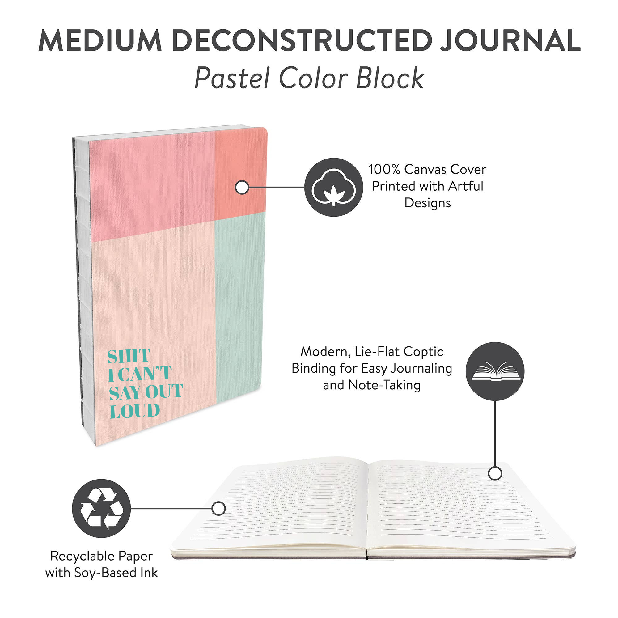Shit I can't say out loud Journal | Pastel Color Block Medium Deconstructed Journal