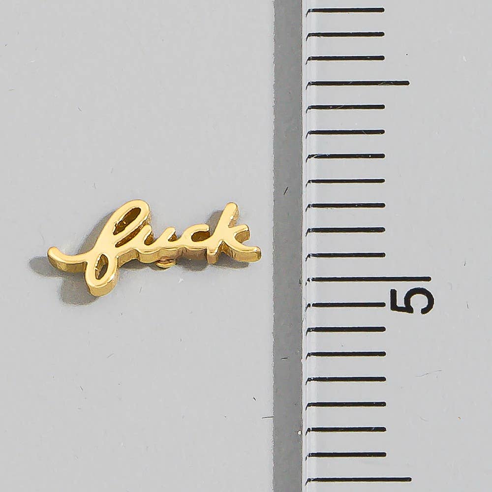 Gold Dipped Handwritten Fuck Print Earrings: Gold
