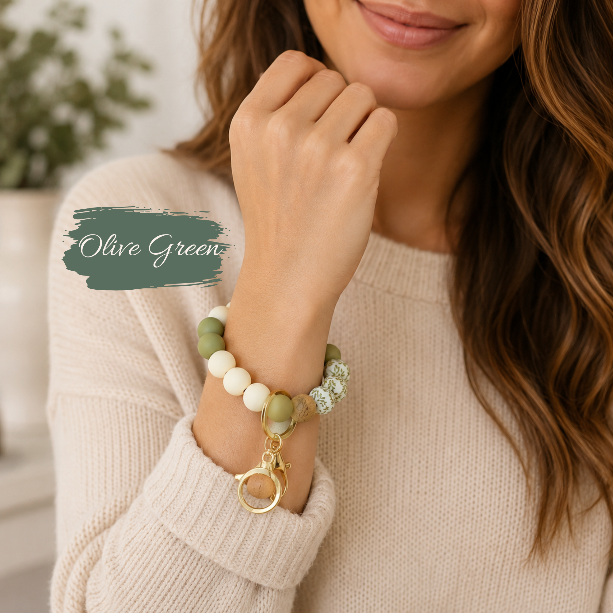 Silicone Beaded Wristlet Keychain | Silicone Bangle Key Chain Bracelet
