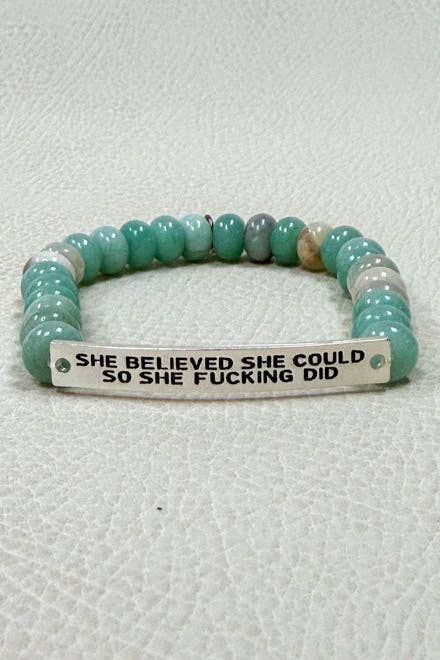 Do Epic Shit Bracelet, Funny Motivational Gift for Her, Blush Beaded Bracelet, Sassy Jewelry, Gold Tone Bracelet, Badass Gift