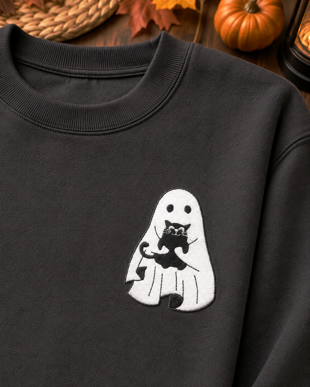 Patch - Spooky Ghost Black Cat Kitten Halloween Horror Goth