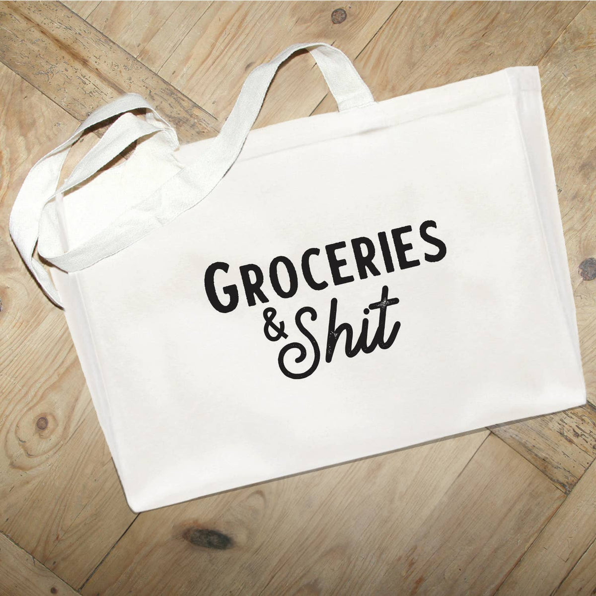 Groceries & Shit // Large Natural Tote Bag