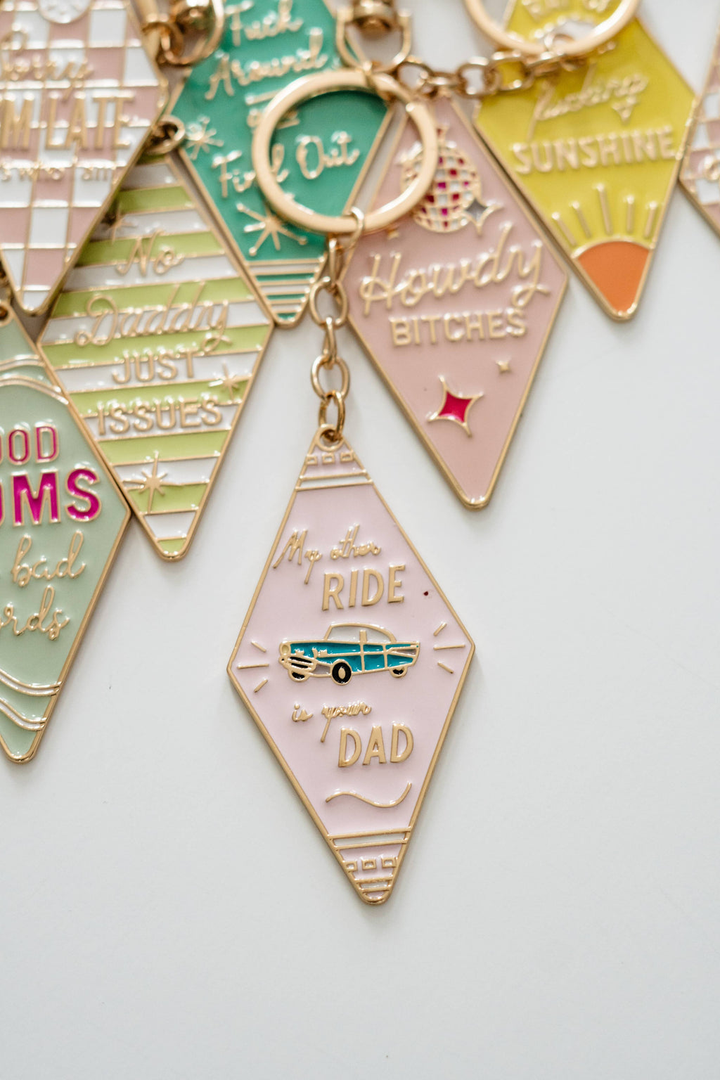 Bag Charm, Motel Keychain, Enamel Keychain, Retro keychain: Fuck Around