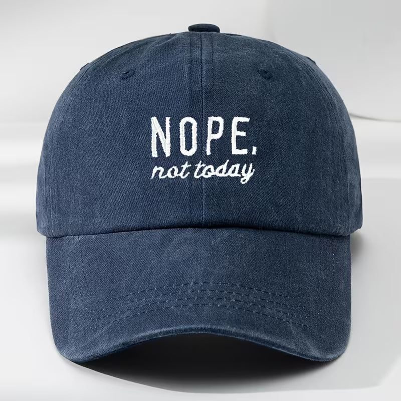 NOPE, Not Today | Women's Washed Baseball Cap | Fashionable Outdoor Retro Hat | Street Urban Style Unisex Baseball Cap | Curved Brim