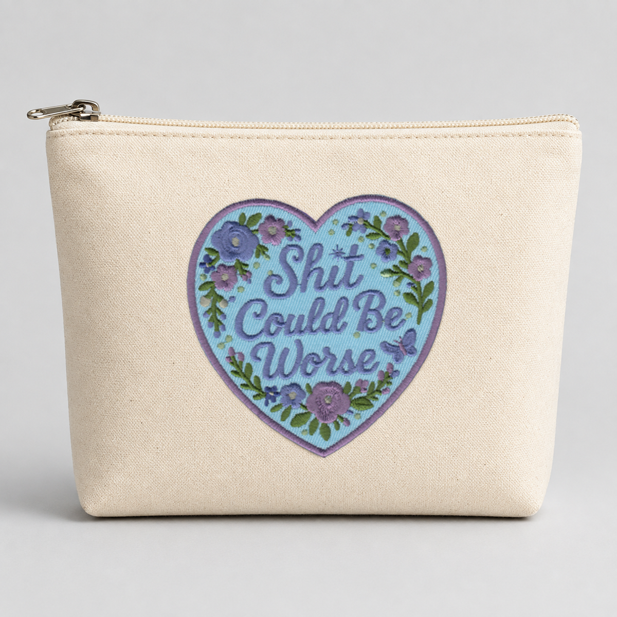 Patch - "Shit Could Be Worse"  Floral Heart Funny Sarcastic: Black & Red