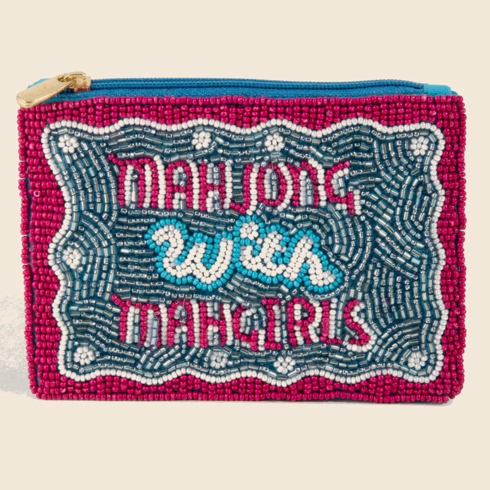 Mahjong With Mahgirls Seed Beaded Coin Purse: MULTI