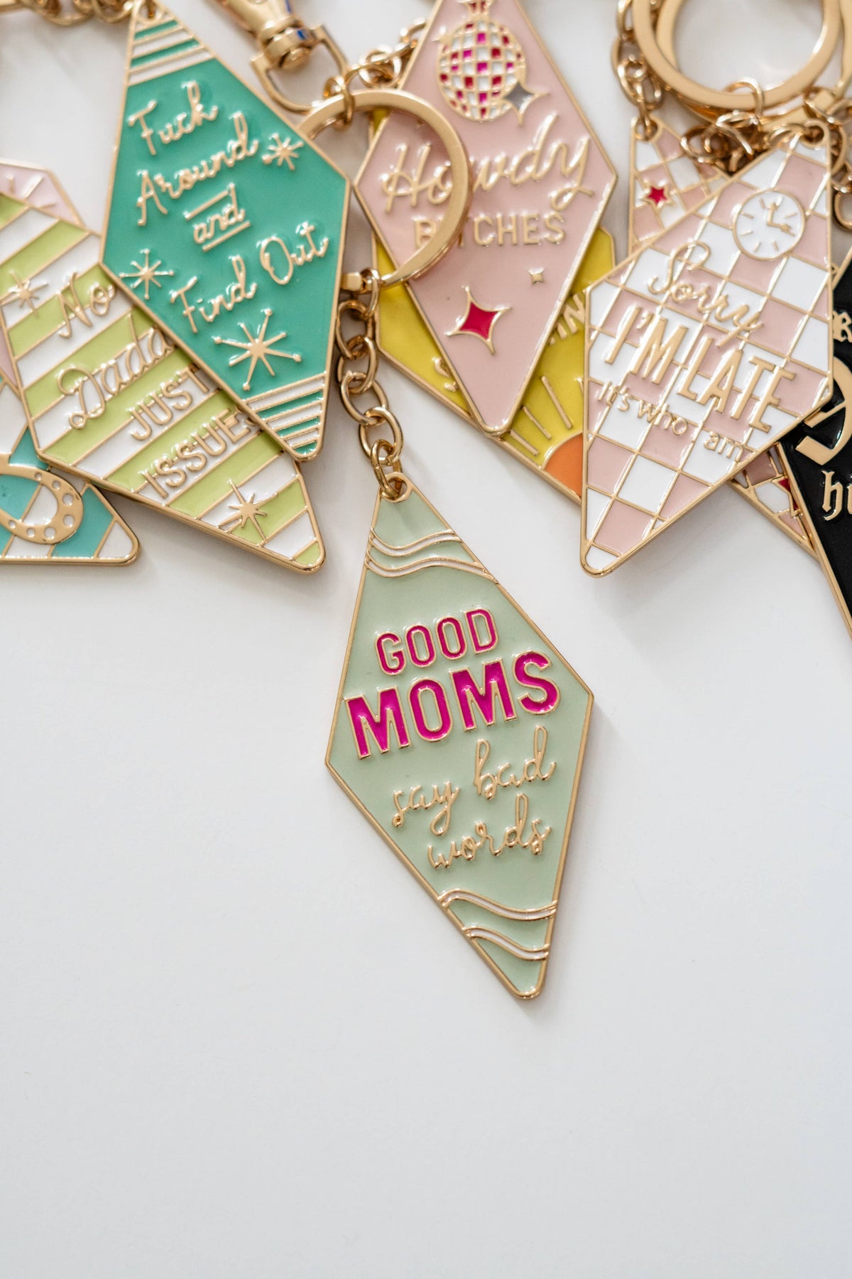 Bag Charm, Motel Keychain, Enamel Keychain, Retro keychain: Sorry I'm Late