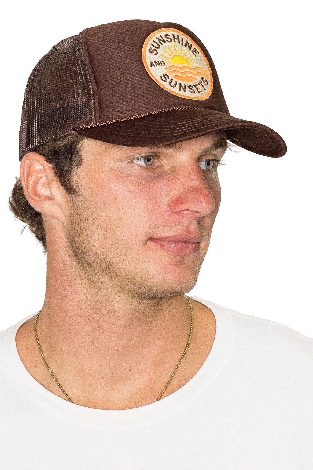Sunshine & Sunsets Trucker Hat in Brown: Brown