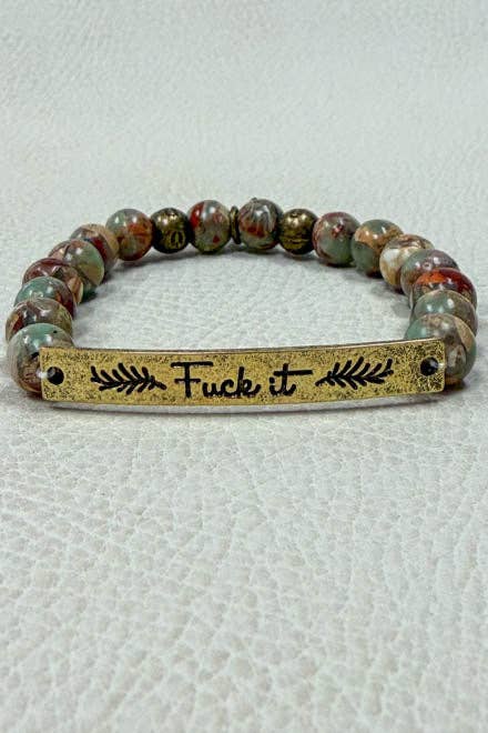 Do Epic Shit Bracelet, Funny Motivational Gift for Her, Blush Beaded Bracelet, Sassy Jewelry, Gold Tone Bracelet, Badass Gift