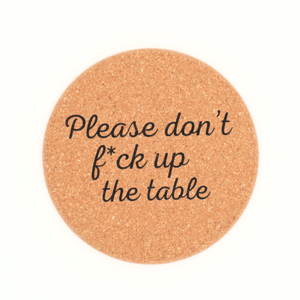Don't Fuck Up The Table - Cork Coasters | Funny Coasters | Set of 4