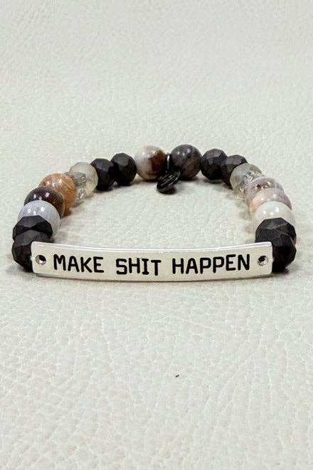 NEW Bronze Manifest That Shit Bracelet, Funny Manifestation Gift, Sassy Beaded Jewelry, Spiritual Gift for Her, Boho Bracelet, Motivational Gift