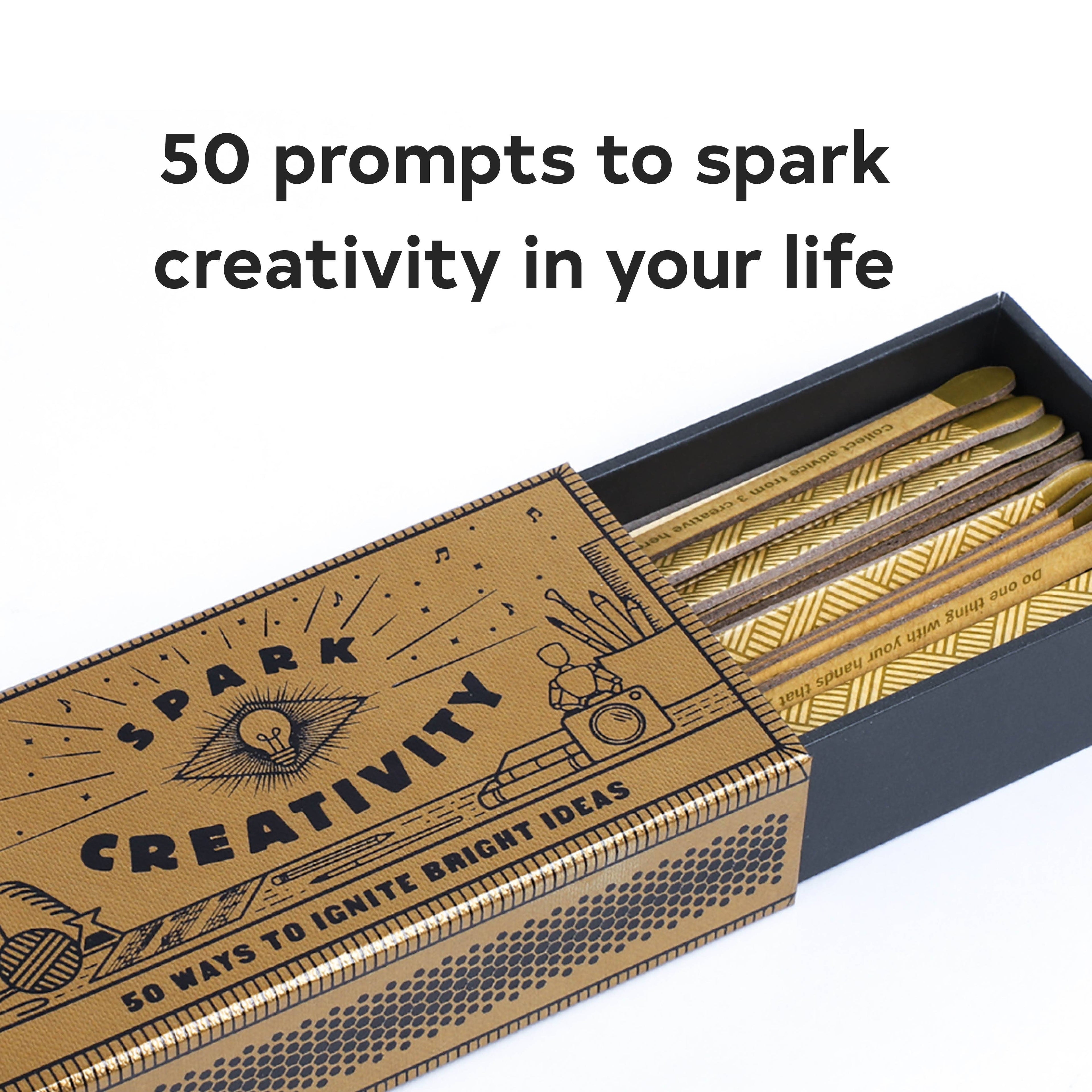 Spark Creativity Prompt Matchbox | 50 Creative Writing & Art Prompts | Gift for Artists, Writers & Creatives | Inspiration Cards