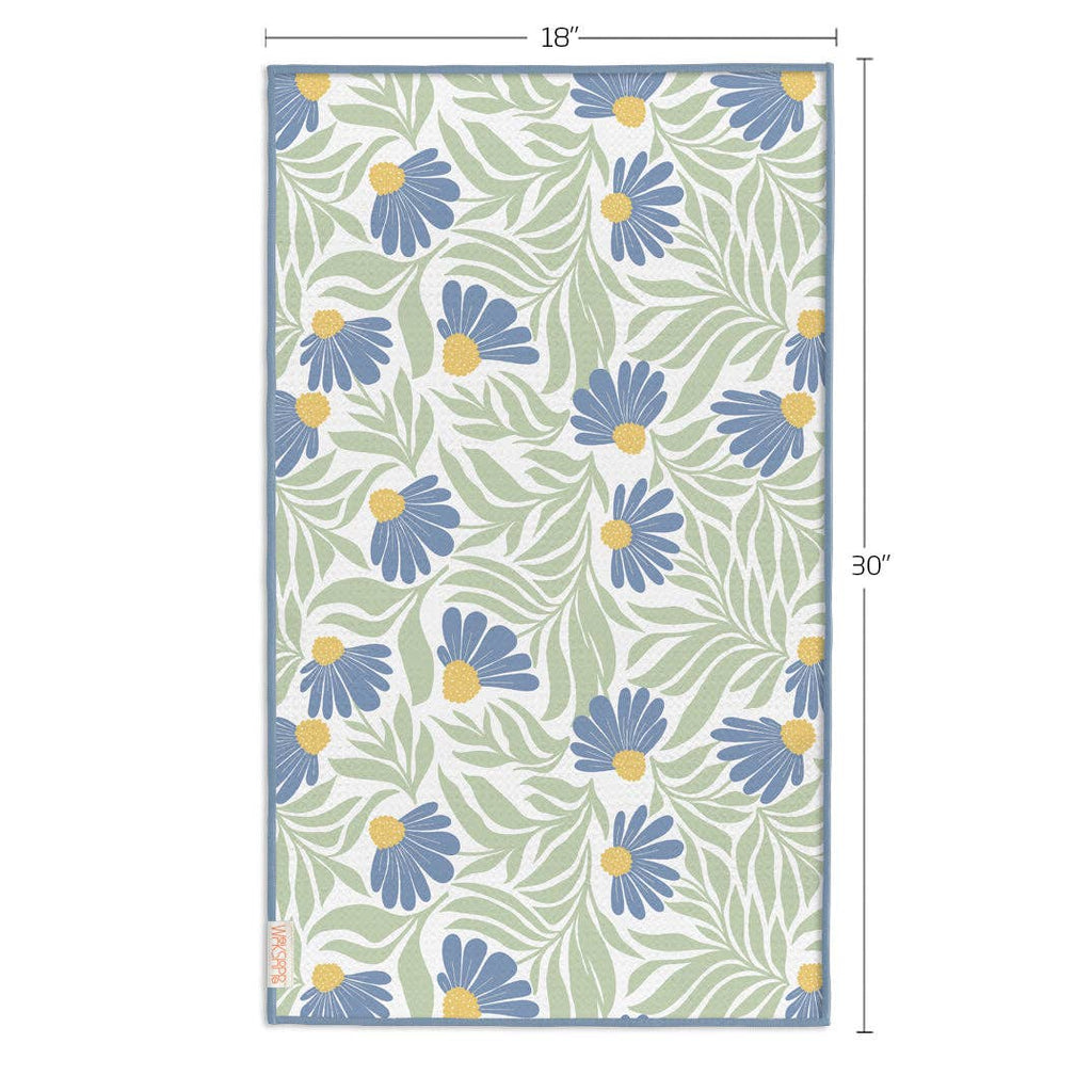Blue Coneflower Microfiber Kitchen Towel, Spring Decor Gift