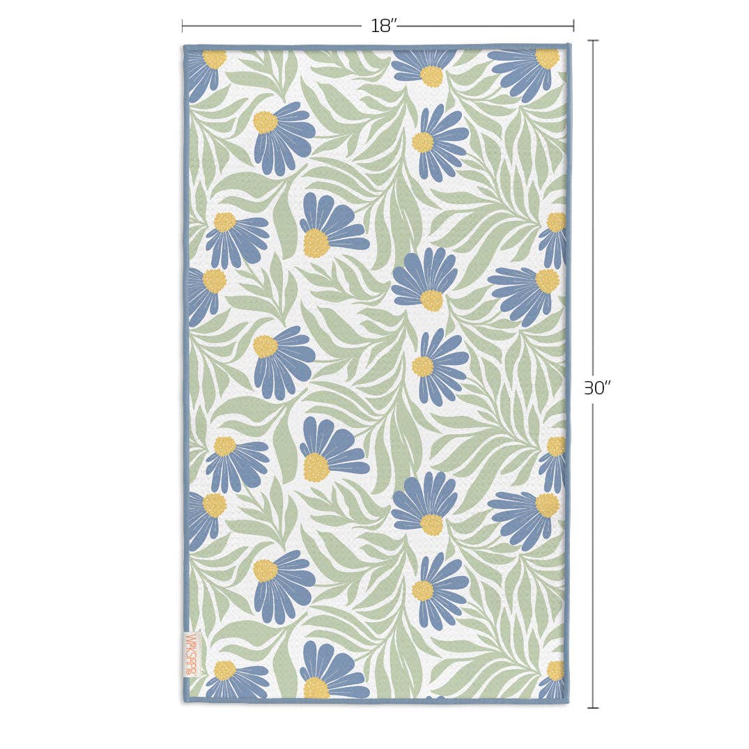 Blue Coneflower Microfiber Kitchen Towel, Spring Decor Gift