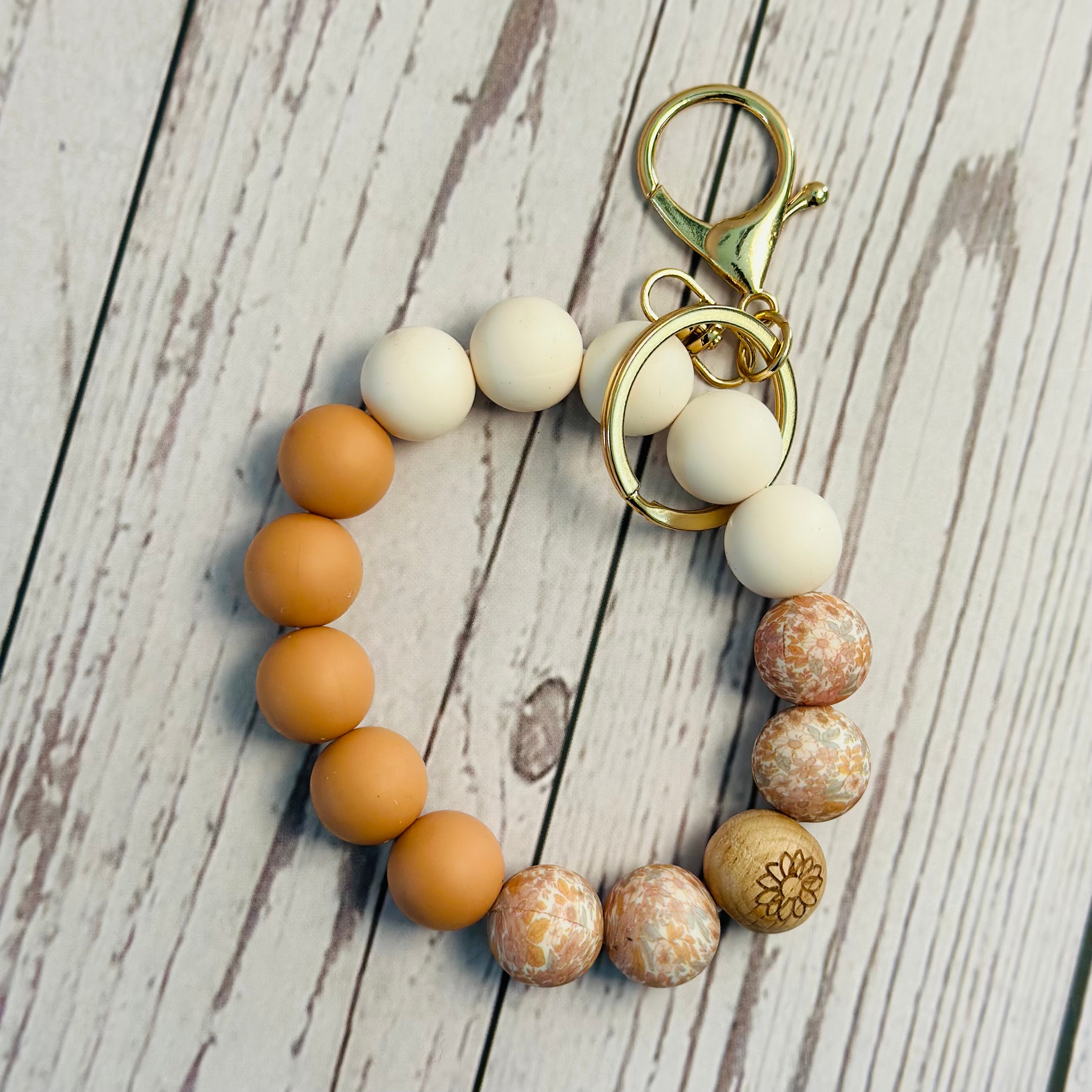 Silicone Beaded Wristlet Keychain