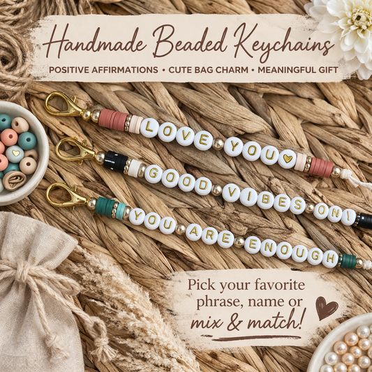 Beaded Keychain Bag Charm | You Are Enough