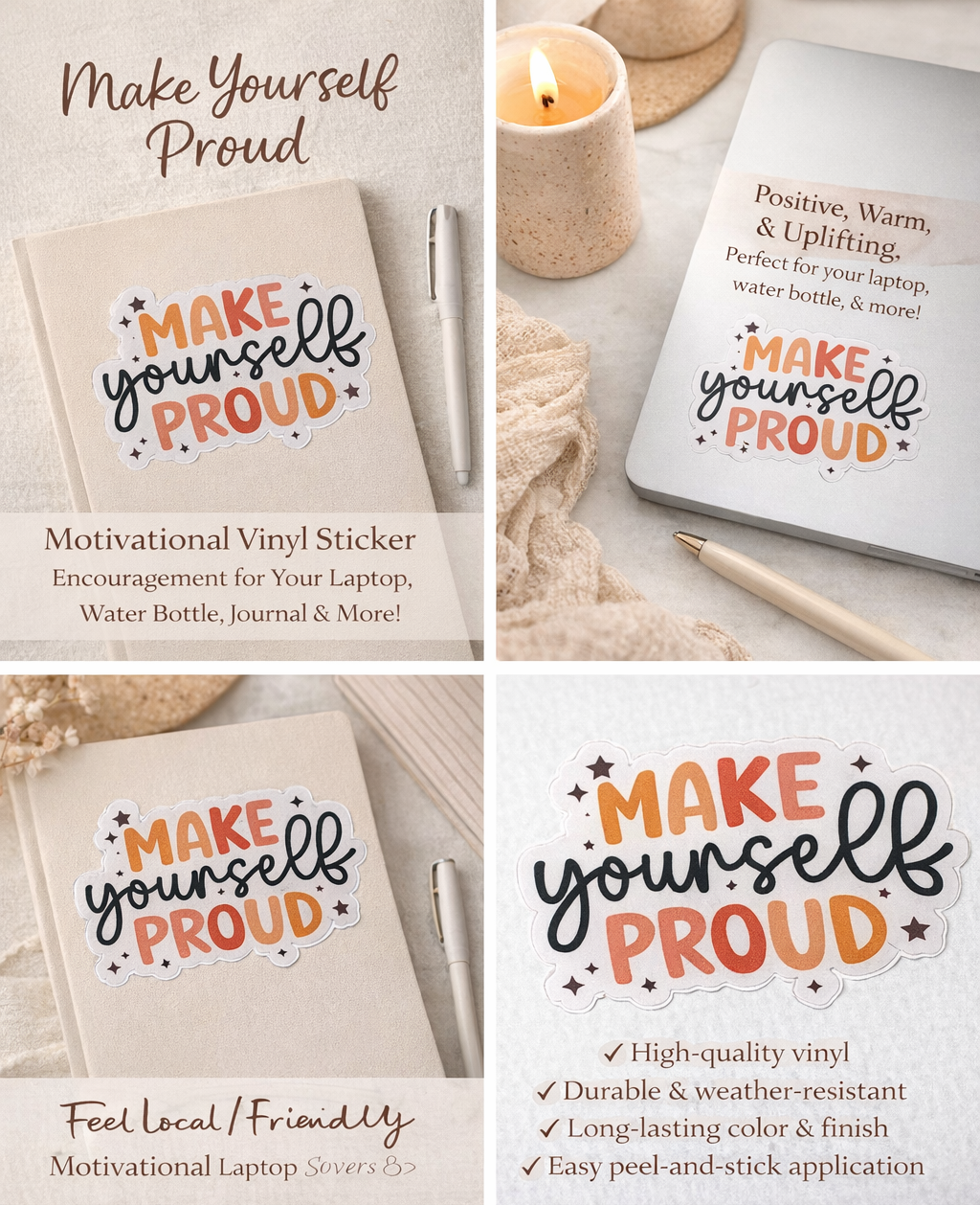 Make Yourself Proud Sticker | Motivational Quote Sticker | Inspirational Laptop Sticker | Water Bottle Decal | Positive Affirmation Gift