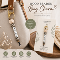 Personalized Wood Beaded Keychain Bag Charm