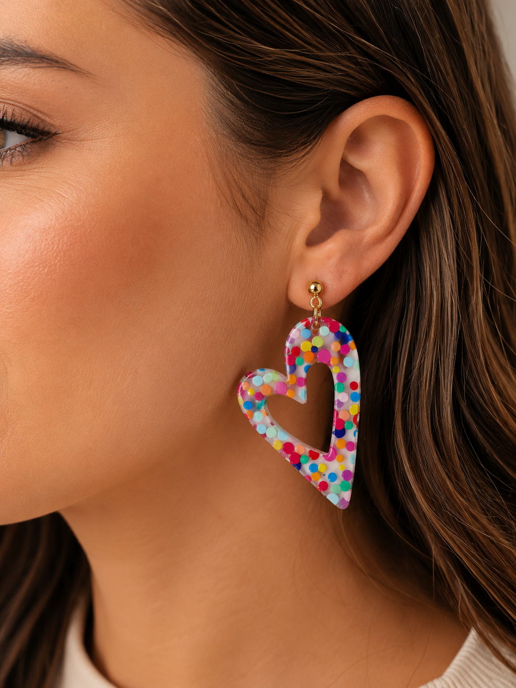 Transparent Heart Polka Dot Earrings
